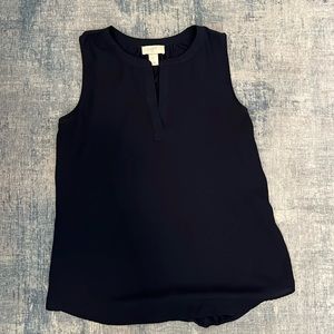 Loft, V-neck shell, petite, medium navy blue